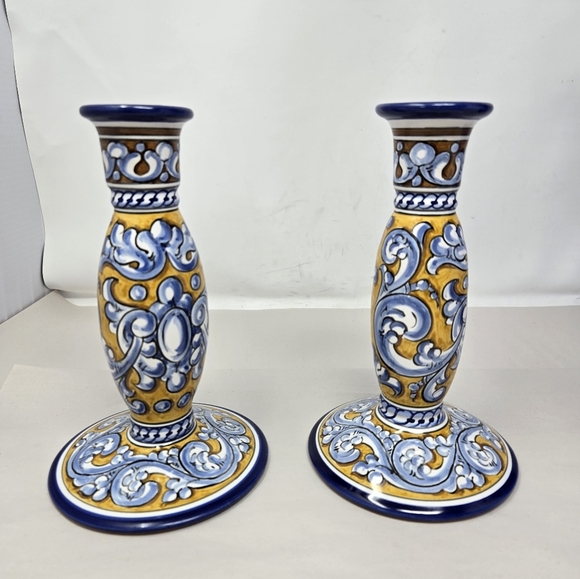 Miguel Angel Handmade & Painted Candle Holders Dela Cal Puente Spain Ceramics - Picture 2 of 11